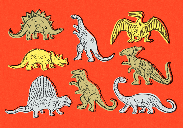 Pop-art illustration of dinosaurs